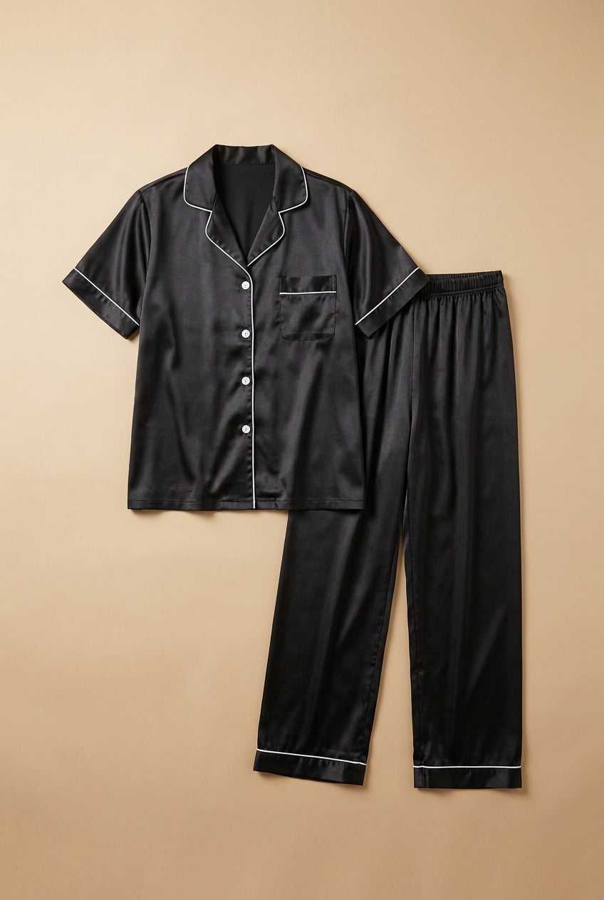 CHASON Women's Satin Silk Pajamas Set