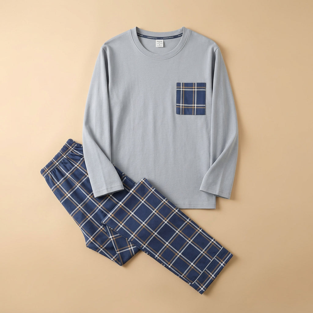 CHASON Men’s Striped Long-Sleeve Pajama Set