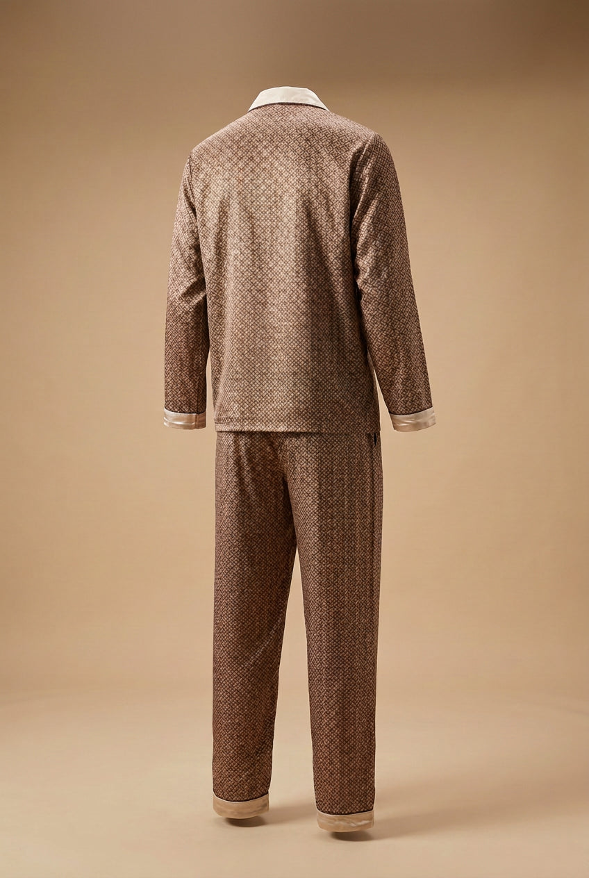 CHASON Men’s Printed Satin Pajama Set