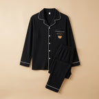 CHASON Men’s Cotton Plaid Cardigan Pajama Set