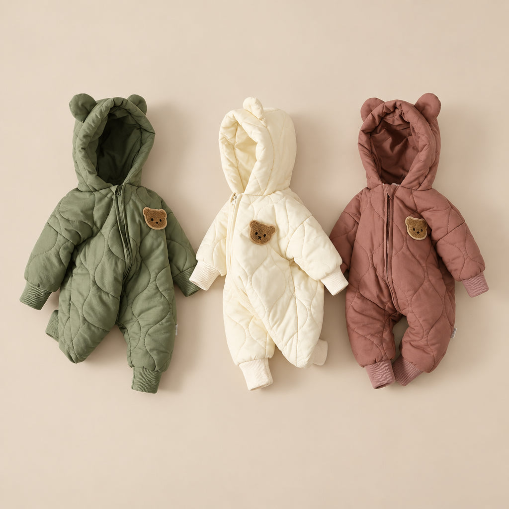 CHASON Cartoon Bear Outerwear Romper (0–12M)