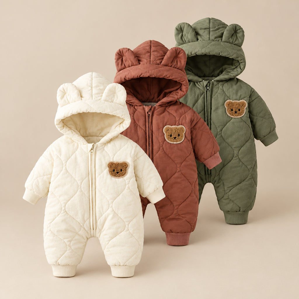 CHASON Cartoon Bear Outerwear Romper (0–12M)