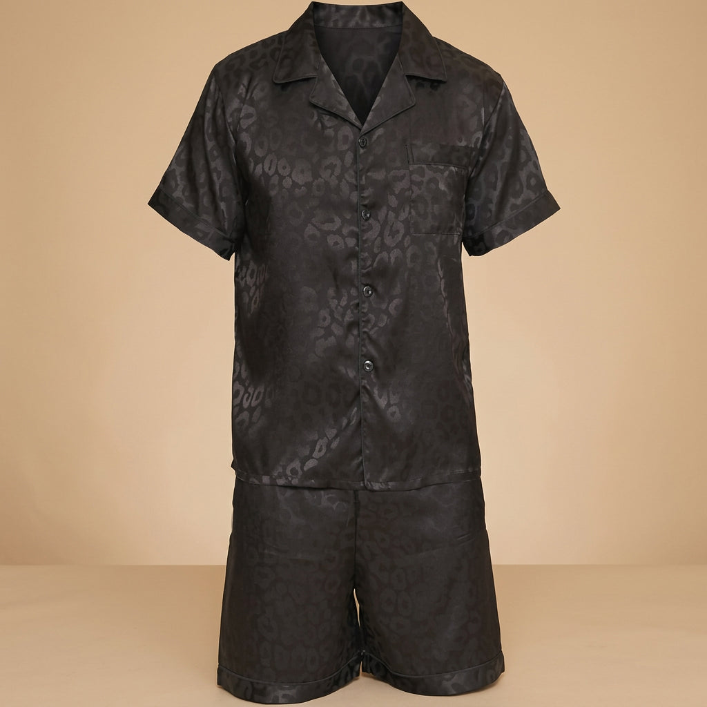 CHASON Men’s Ice Silk Short Pajama Set
