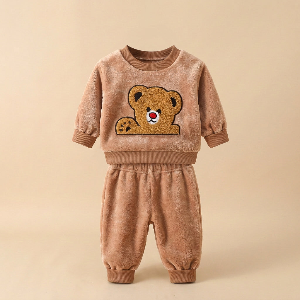 CHASON Kids Flannel Bear Pajama Set (1-6Y)