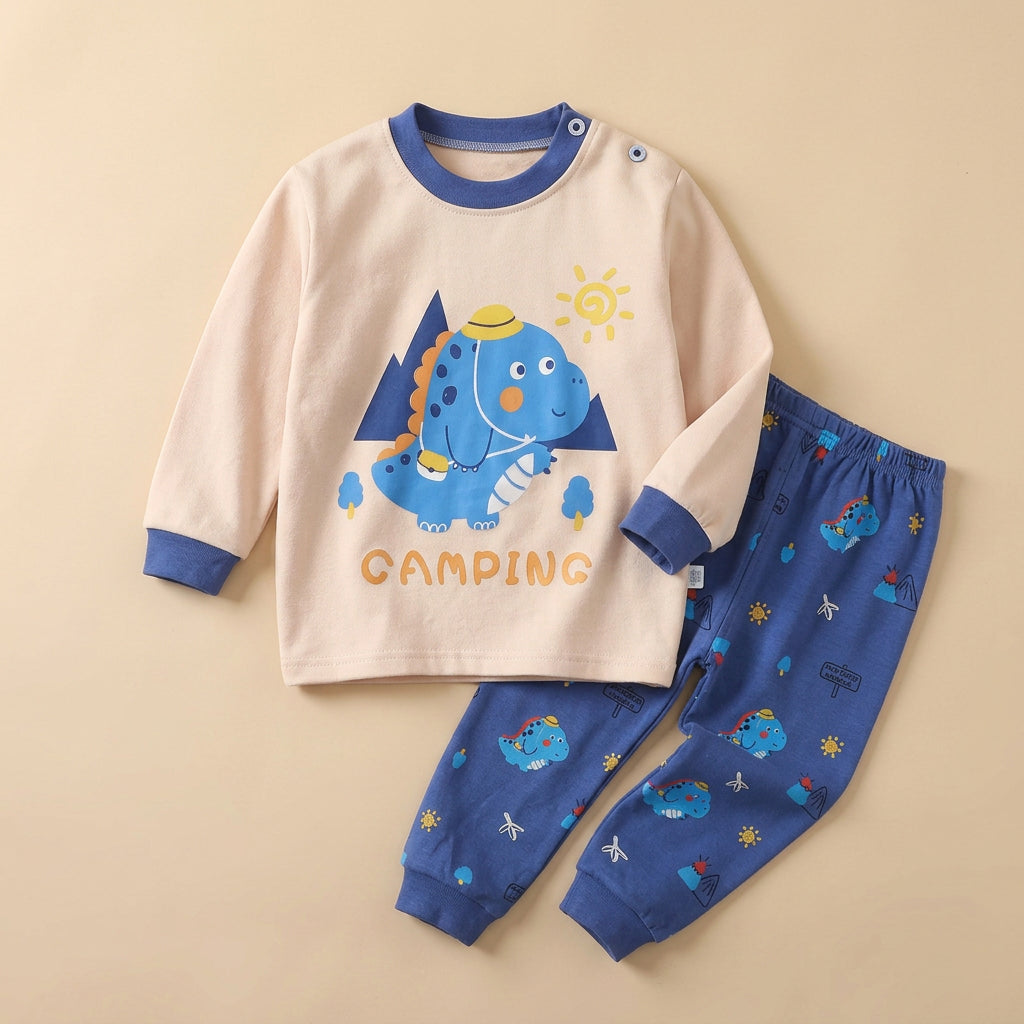 CHASON Kids Cozy Brown Cartoon Pajama Set (1-3Y)
