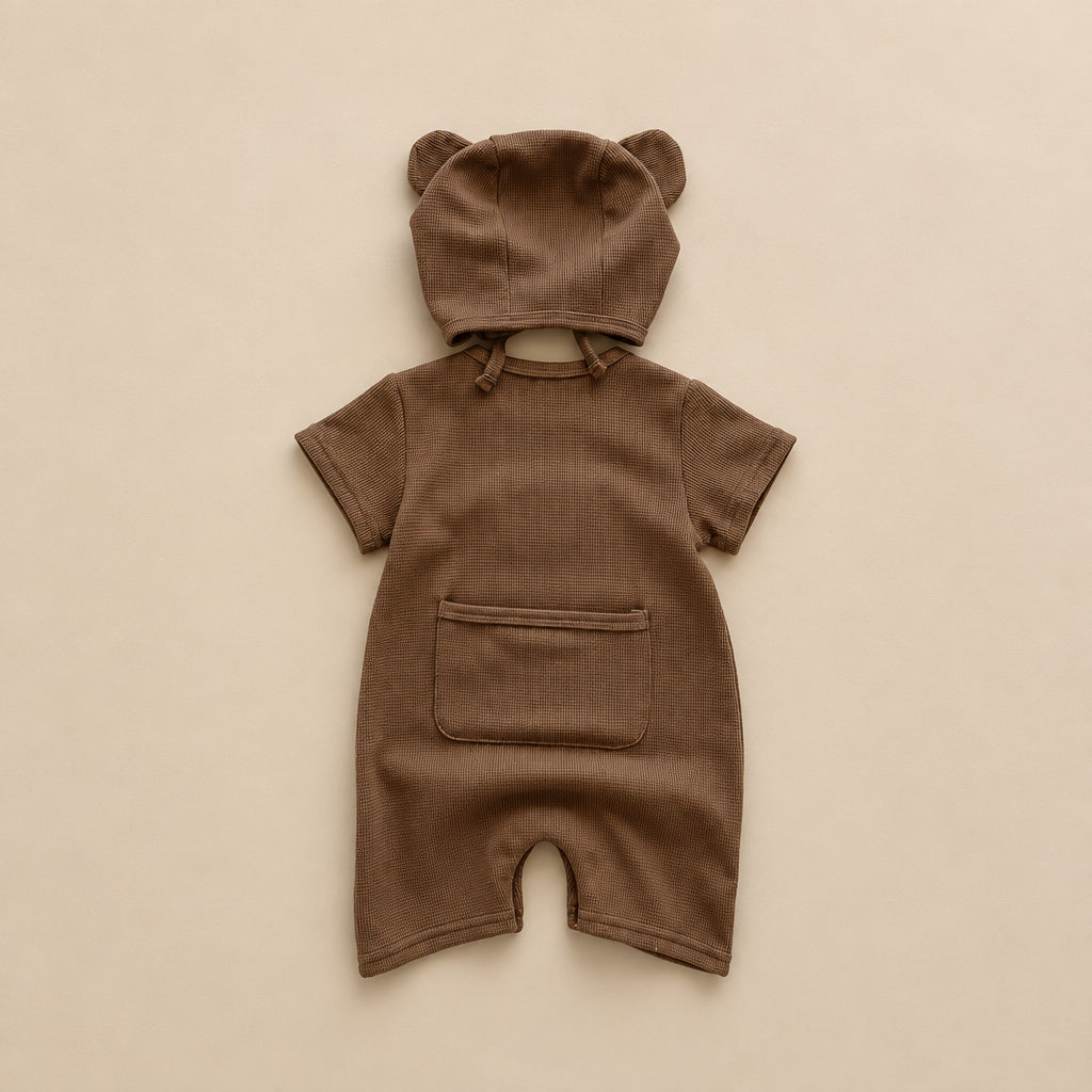CHASON Short-Sleeve Romper & Hat Set (0–24M)