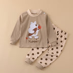 CHASON Kids Cozy Brown Cartoon Pajama Set (1-3Y)