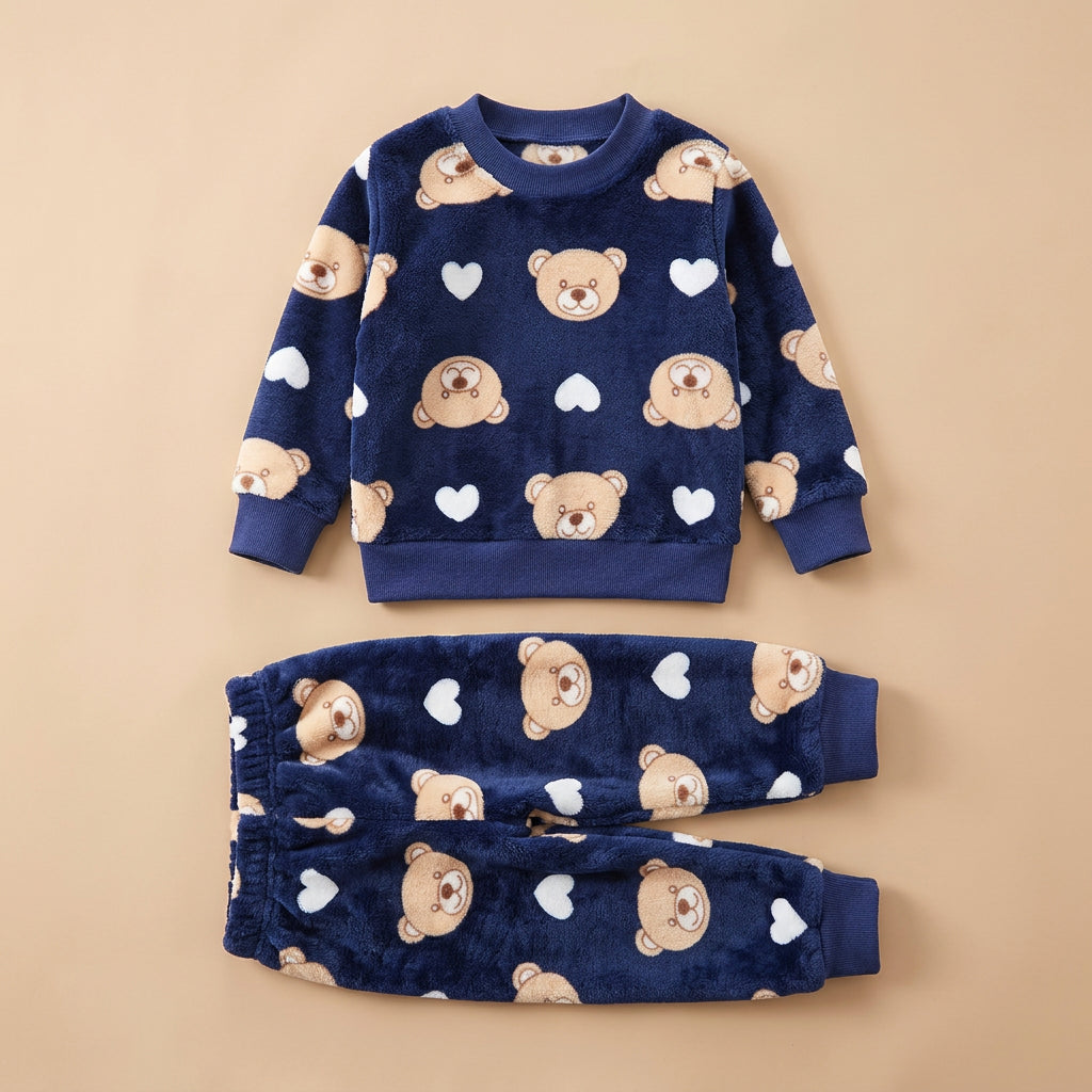 CHASON Kids Flannel Bear Pajama Set (1-6Y)