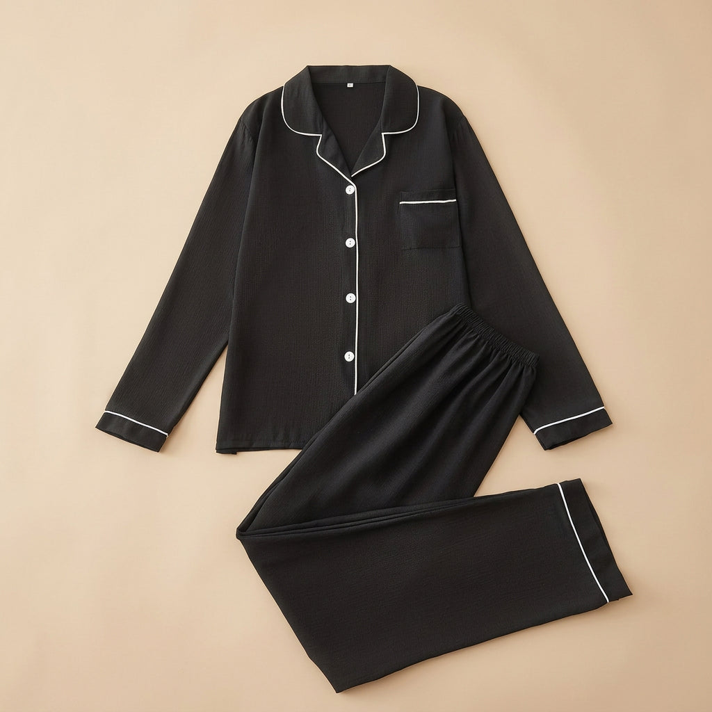 CHASON Women's Long Sleeve Pajama Set