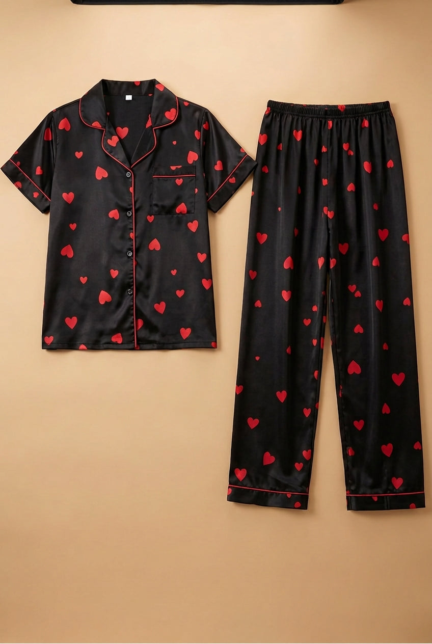 CHASON Women's Satin Silk Pajama 2 Piece