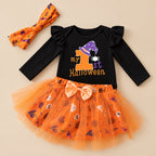 CHASON 3-Piece Halloween Romper, Tutu & Headband Set (0–18M)