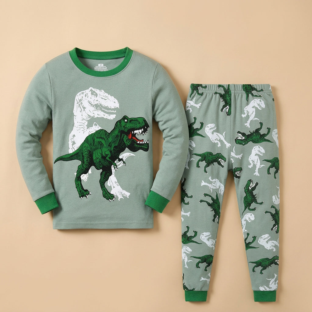 CHASON Kids T-Rex Dinosaur Pajama Set (2-9Y)
