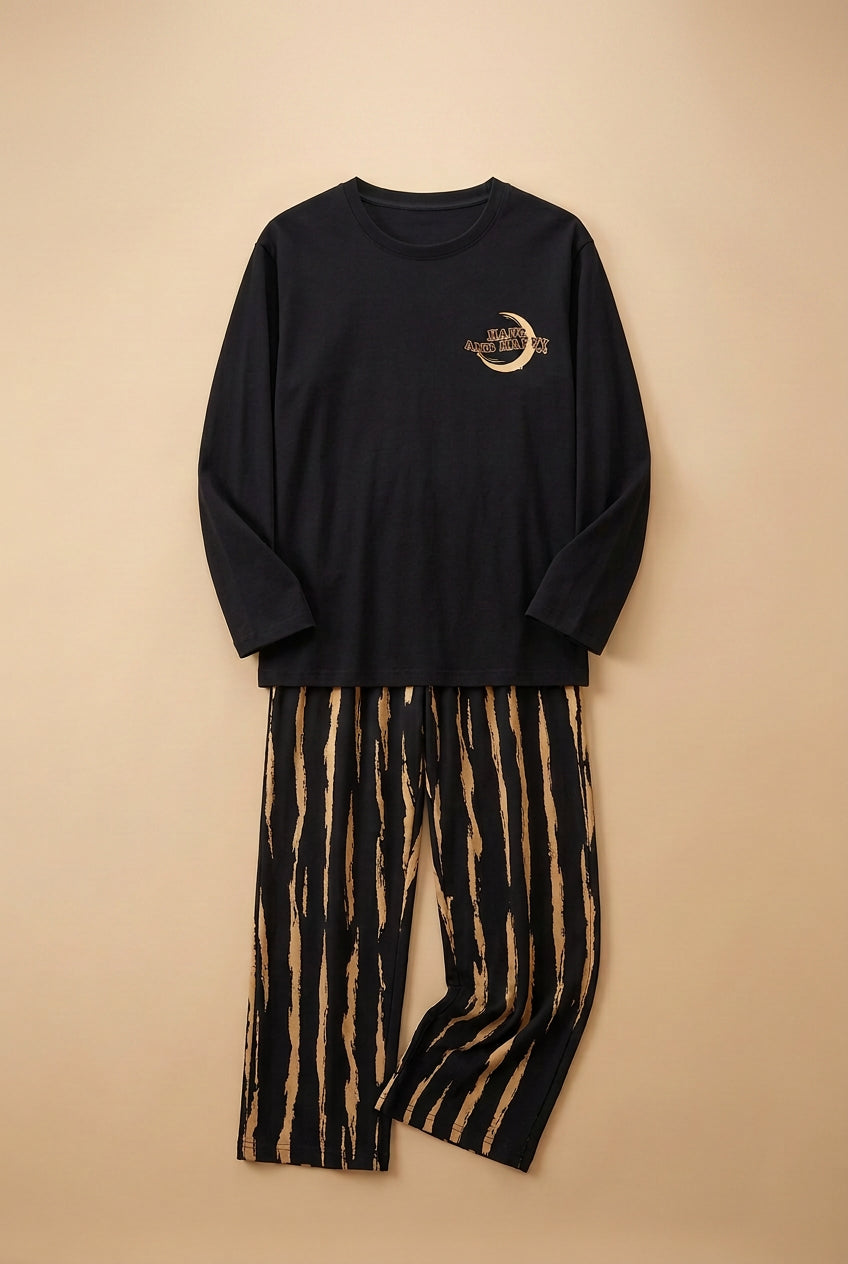 CHASON Men’s Striped Long-Sleeve Pajama Set