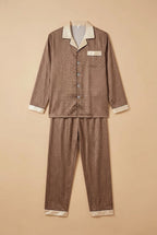 CHASON Men’s Printed Satin Pajama Set