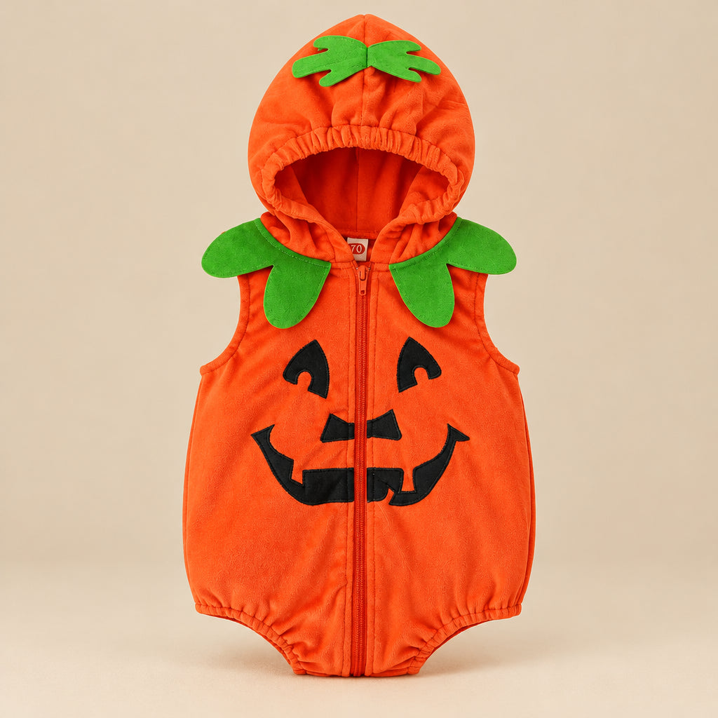 CHASON Pumpkin Print Sweatshirt Romper (0–24M)