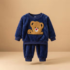 CHASON Kids Flannel Bear Pajama Set (1-6Y)