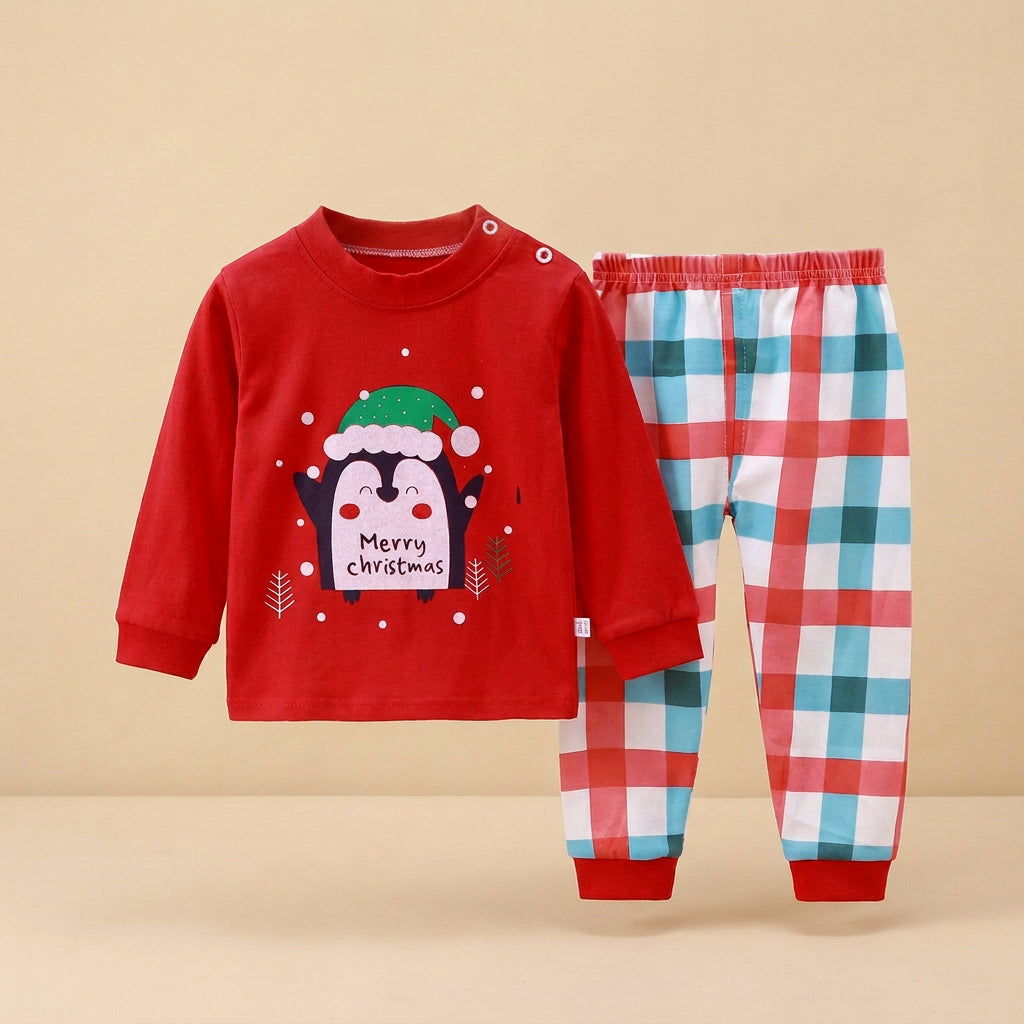 CHASON Kids Cozy Red Cartoon Pajama Set (1-3Y)