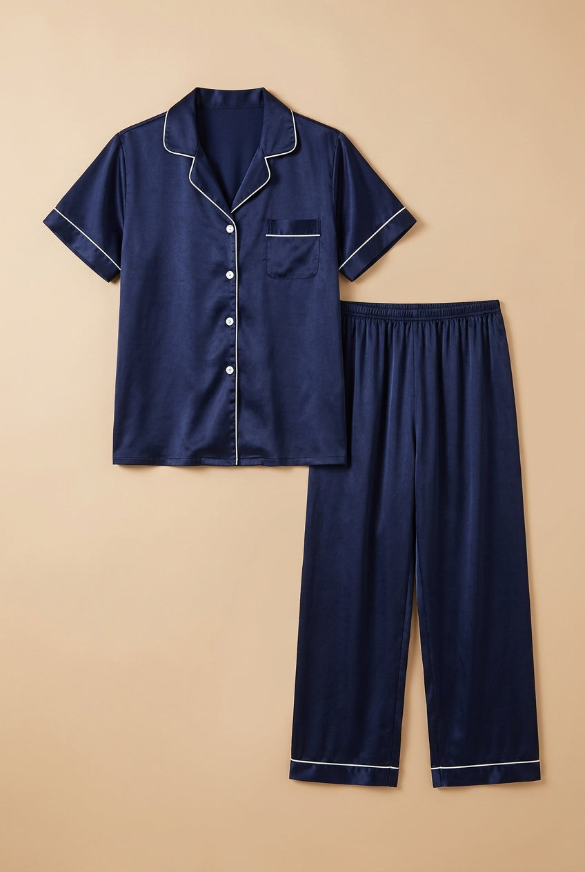 CHASON Women's Satin Silk Pajamas Set