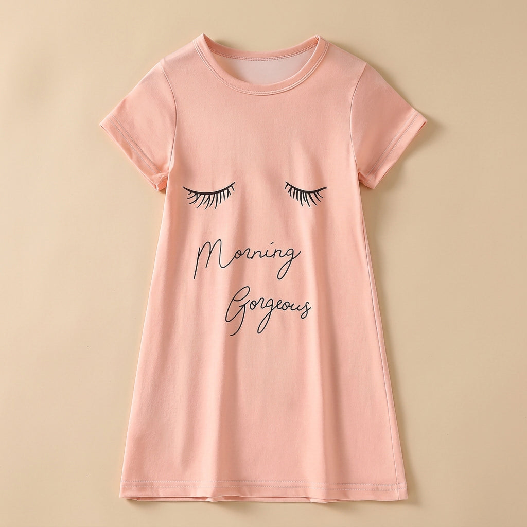 CHASON Kids Cute Printed Nightgown ((7-13Y)