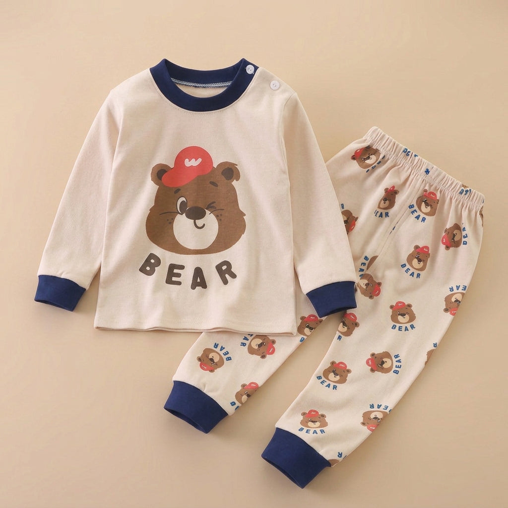 CHASON Kids Cozy Brown Cartoon Pajama Set (1-3Y)