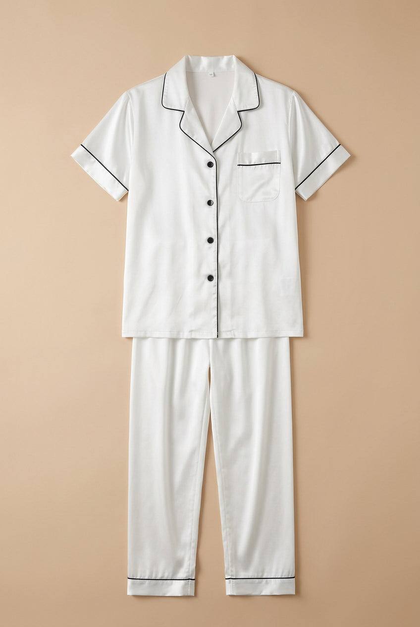 CHASON Women's Satin Silk Pajamas Set