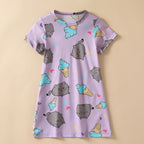 CHASON Kids Cute Printed Nightgown ((7-13Y)