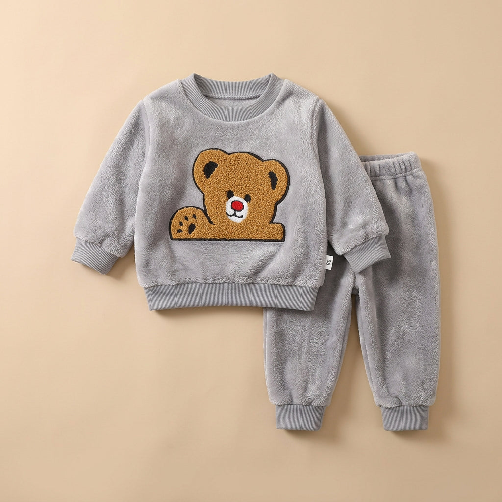 CHASON Kids Flannel Bear Pajama Set (1-6Y)