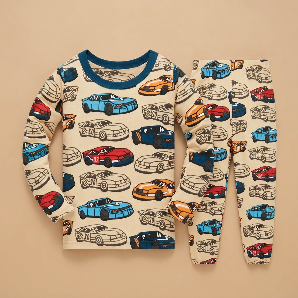 CHASON Kids Cotton Car Print Pajama Set (1-8Y)